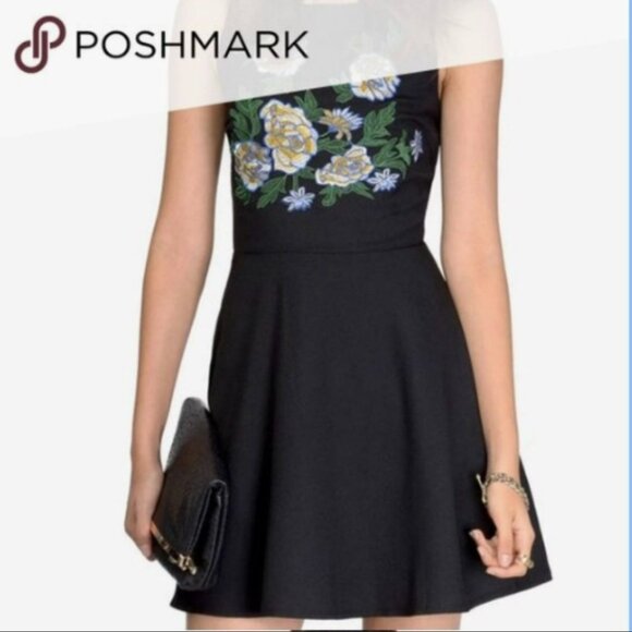 🟣🟣🟣 TOBI Women's Size Small Black Embroidered Floral Tunic Dress - Picture 2 of 11